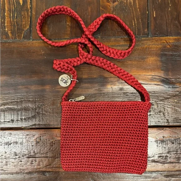 The Sak Red Crochet Crossbody Bag. EUC. - Picture 2 of 3